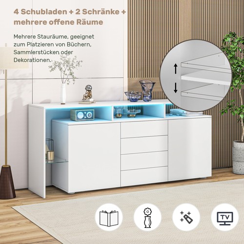 Hochglanz sideboard mit led - sideboard,