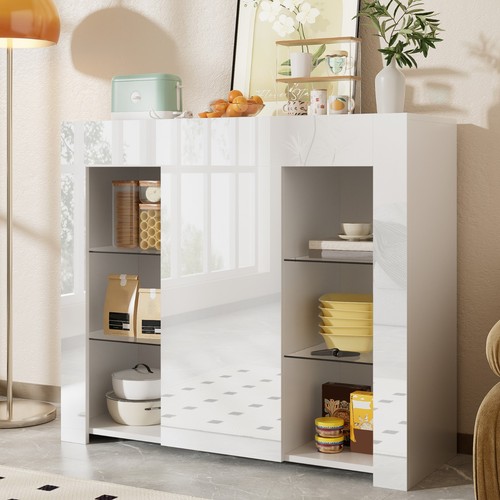 Weiß hochglanz sideboard - weiß,